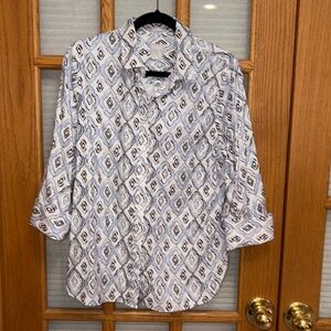 EUC Chico’s 2 No Iron 3/4 Sleeve Blue Shirt